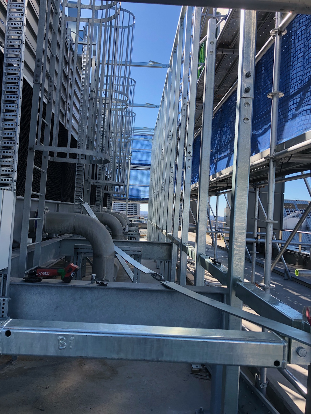 Steel platform completed with supports visible