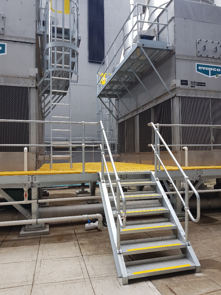 Cooling tower assembly in progress