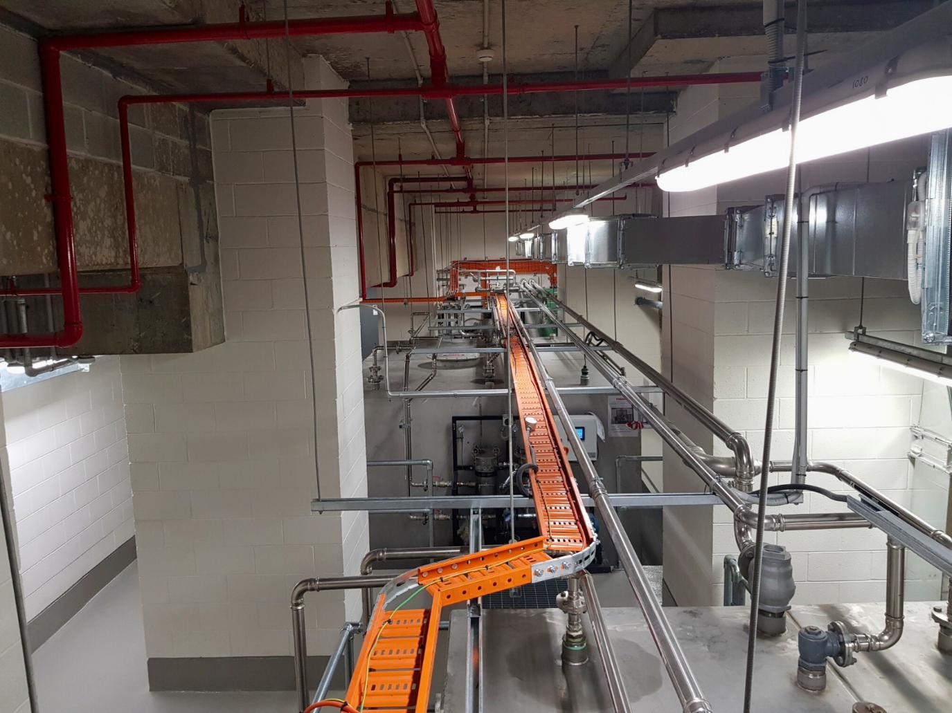 The completed diesel tank room as viewed from above